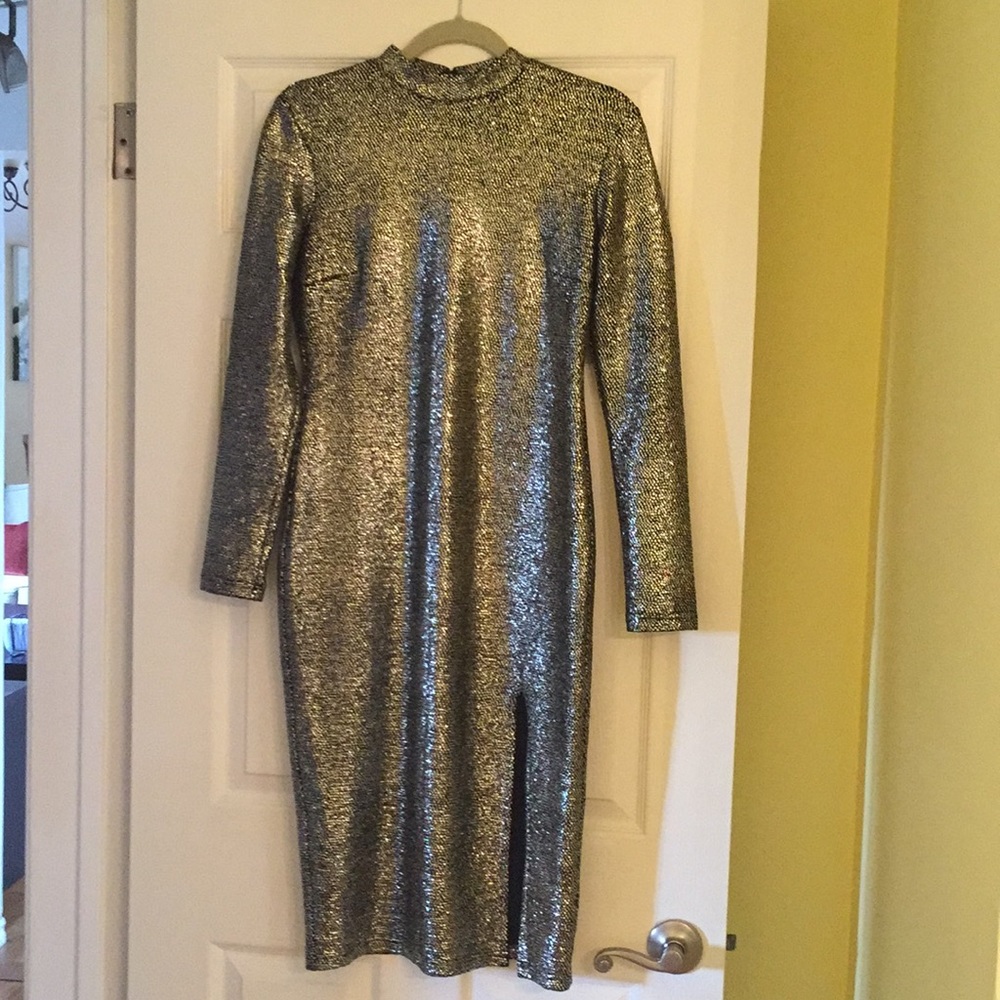 ASO Jessie James Decker TOPSHOP Foil Spot Dress